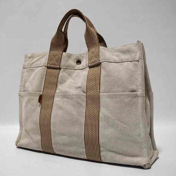★HERMESエルメス★ニューフールトゥMM トートバッグ★ベージュ シルバー金具★
