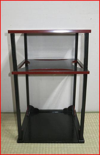 茶道具 碌々斎好写 糸巻棚 二重棚 青漆爪紅 組み立て式 元箱 碌々斎好写 糸巻棚 茶道具 青漆爪紅 二重棚 : □ 柿合