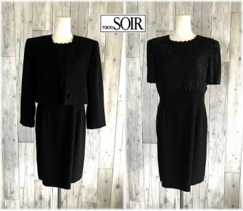 限定セール，お得 東京ソワール SOIR BENIR 日本製 13号 ブラックフォーマルワンピーススーツ(ブラックフォーマル、喪服)｜売買されたオークション情報、yahooの商品情報をアーカイブ公開 - オークファン ブラックフォーマル、喪服