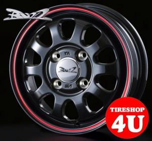 新品ホイール バズ 12X4.00B 4/100 +42 GBK/RED-LINE グロスブラックレッドライン バモス キャリー エブリー 軽トラ 働くクルマの BUZZ D2