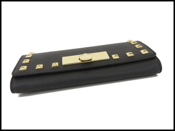 未使用 マイケルコース MICHAEL KORS 長財布 スタッズ レザー 黒 