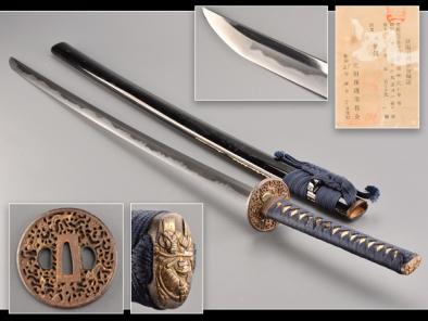 流時代武具 日本刀 刀生無銘 肥前吉貞「正保」鑑定書付 BX518 軍刀