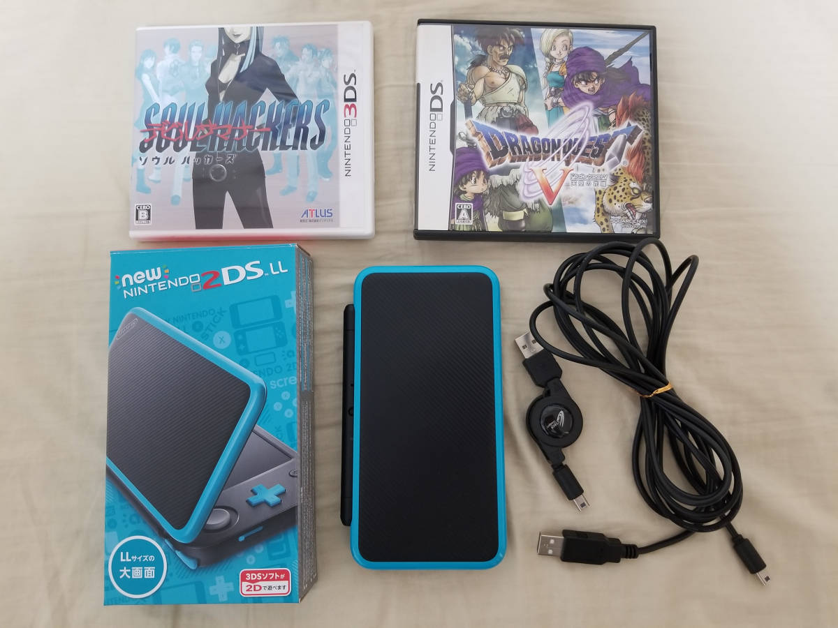 New美品ニンテンドー2DS LL ブラック×ターコイズおまけ付き LL New 