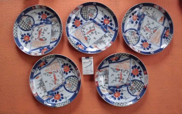 日本正規流通品 古伊万里 錦皿 5枚 本物品 古蔵より発見です 公式通販