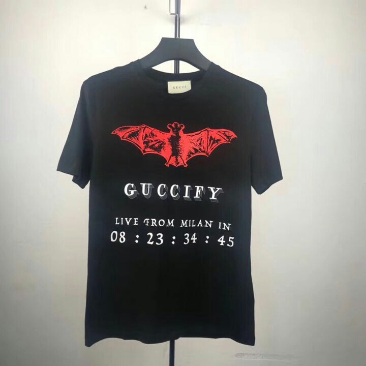 お買い得，大人気 18春夏GUCCI グッチ 半袖 Tシャツ コットンTシャツ_ブラック(Mサイズ)｜売買されたオークション情報、yahooの商品情報をアーカイブ公開 - オークファン 半袖シャツ一般