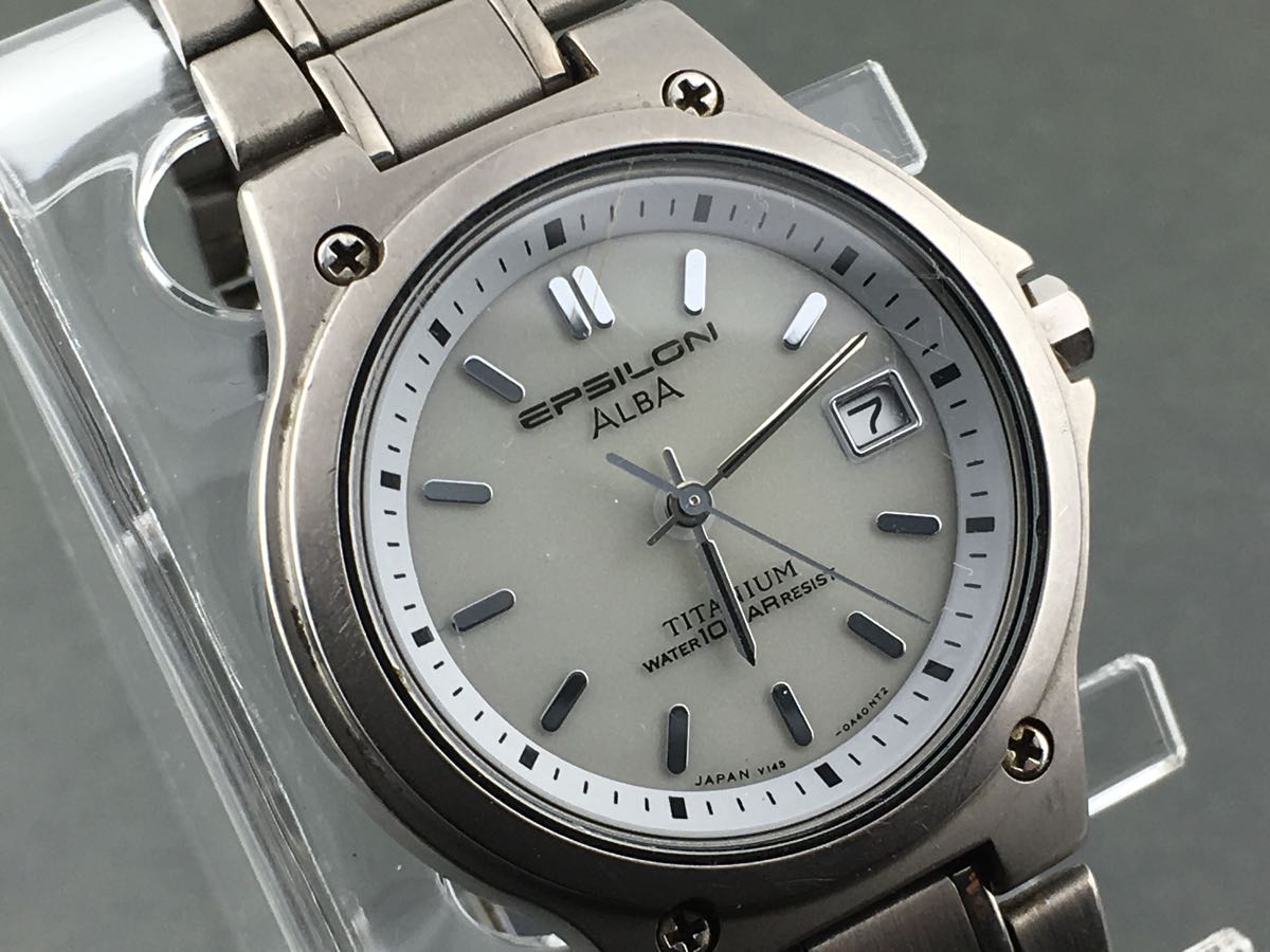 1円～☆メンズ腕時計 セイコー SEIKO ALBA チタン イプシロン V145 