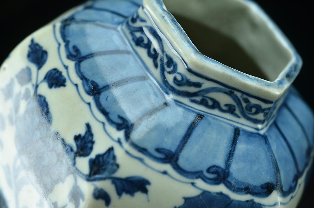 染付 公式通販 20.5×h4.6cm 花卉文皿・鉢・唐物 中国古玩・明時代