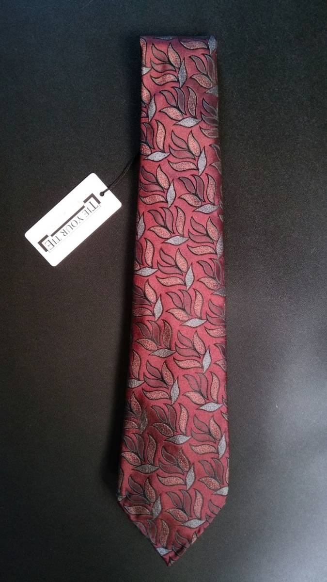 美品 TIE YOUR TIE ジャガード 小紋柄 セッテピエゲ ネクタイ 紺