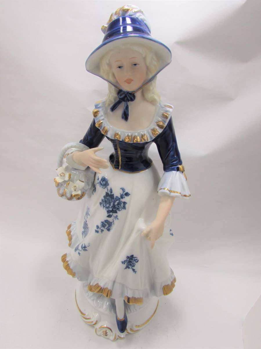 ドマン Demain 陶器 コバルト人形 花かご持ち 35cm 【公式通販】