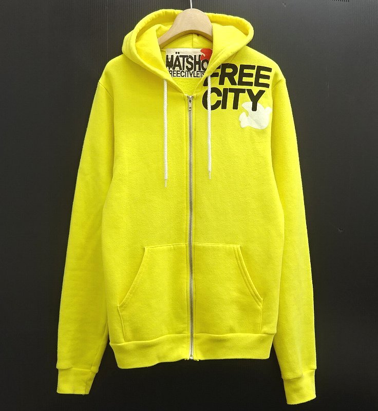 FREE CITY フリーシティ ジップパーカー M イエロー 黄 スウェット 