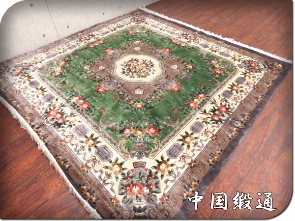 □展示品□中国緞通/上海絨毯□伝統工芸□最高級□シルク□手織り 