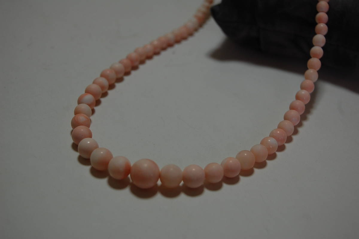 極品 「エンゼルスキン」 薄ピンク色珊瑚 ネックレス 丸玉 4.5mm～10.5 