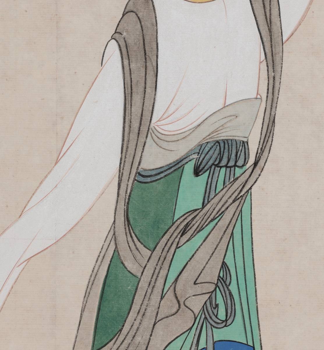 掛軸 肉筆紙本 近代国画大家「張大千（1899―1983）仕女図」 時代保證