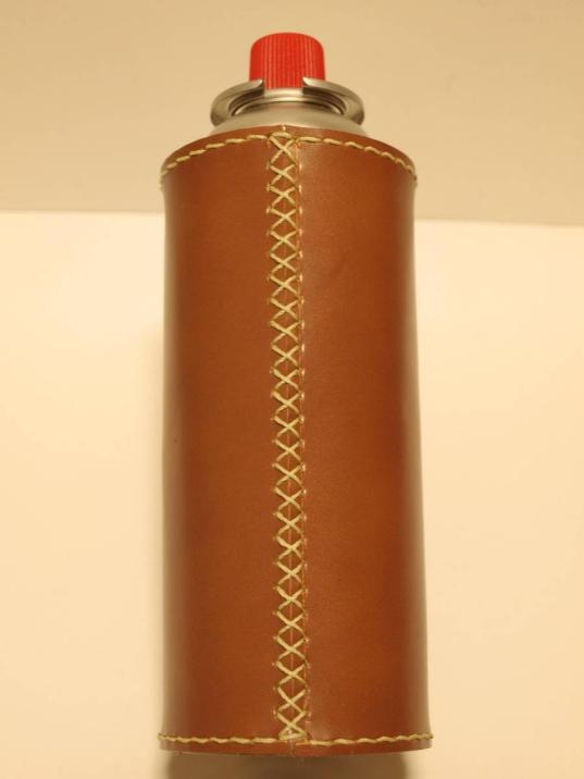 ★フルステッチ　ＣＢ缶カバー　ガス缶カバー カセットガスカバー　本革　ベージュステッチ★_1