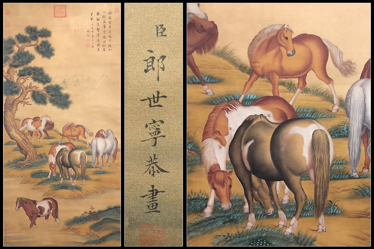 中国画家 郎世寧雪中双熊図 掛軸｜パンダ図｜防伪仕様｜中堂｜客間・書斎・茶室装飾 中国画家 郎世寧雪中双熊図 掛軸｜パンダ図｜防伪仕様｜