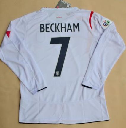  イングランド 復古2006 長袖 高品質#7BECKHAM HOME ワールドカップW杯 ユニフォーム 番号名前変更無料S/M/L/XL 半袖変更-200円(イングランド)｜売買されたオークション情報、yahooの商品情報をアーカ ユニフォーム