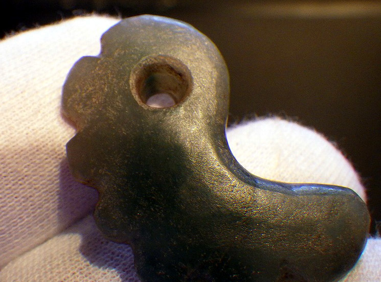 □縄文期 硬玉 翡翠製 獣形 勾玉□糸魚川翡翠垂飾玉古代石器考古物須恵