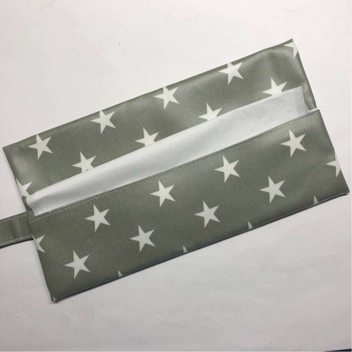 ＊星 グレー×白＊携帯用 ボックス(BOX 箱)ティッシュケース＊_3