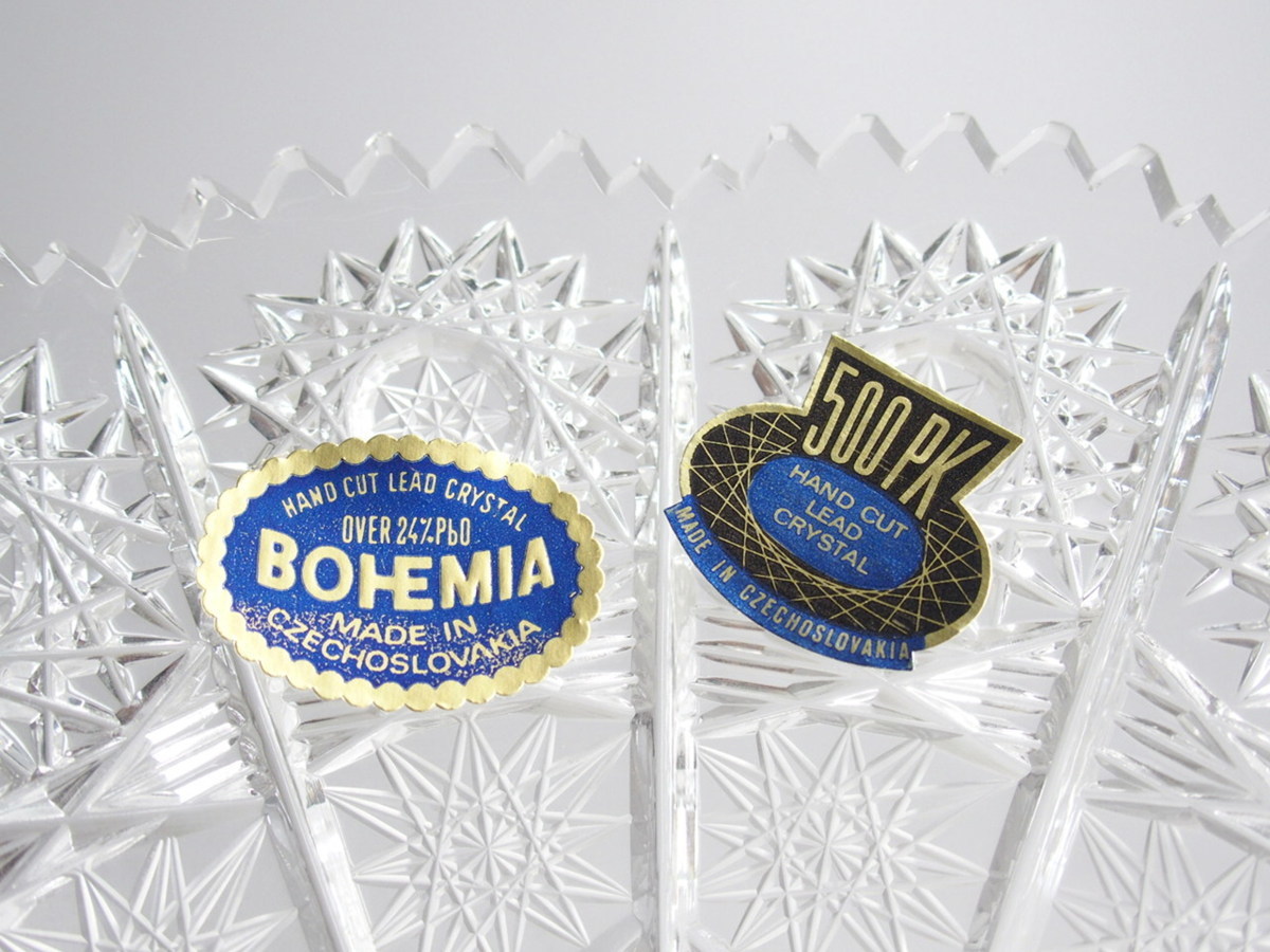 未使用保管品 ボヘミア クリスタル 最高級 500PK ハンドカット 花瓶 高