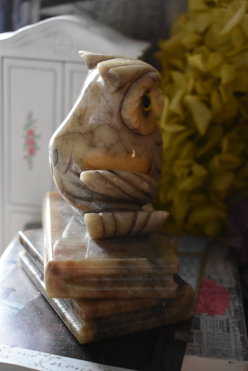 ◆彫刻◆イタリア製　アラバスター　フクロウ