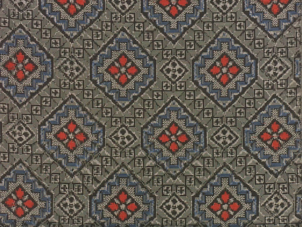 A907-2679●丸文/反物/村山大島紬/アンサンブル/伝統的工芸品/花柄/新品/未仕立て/正絹