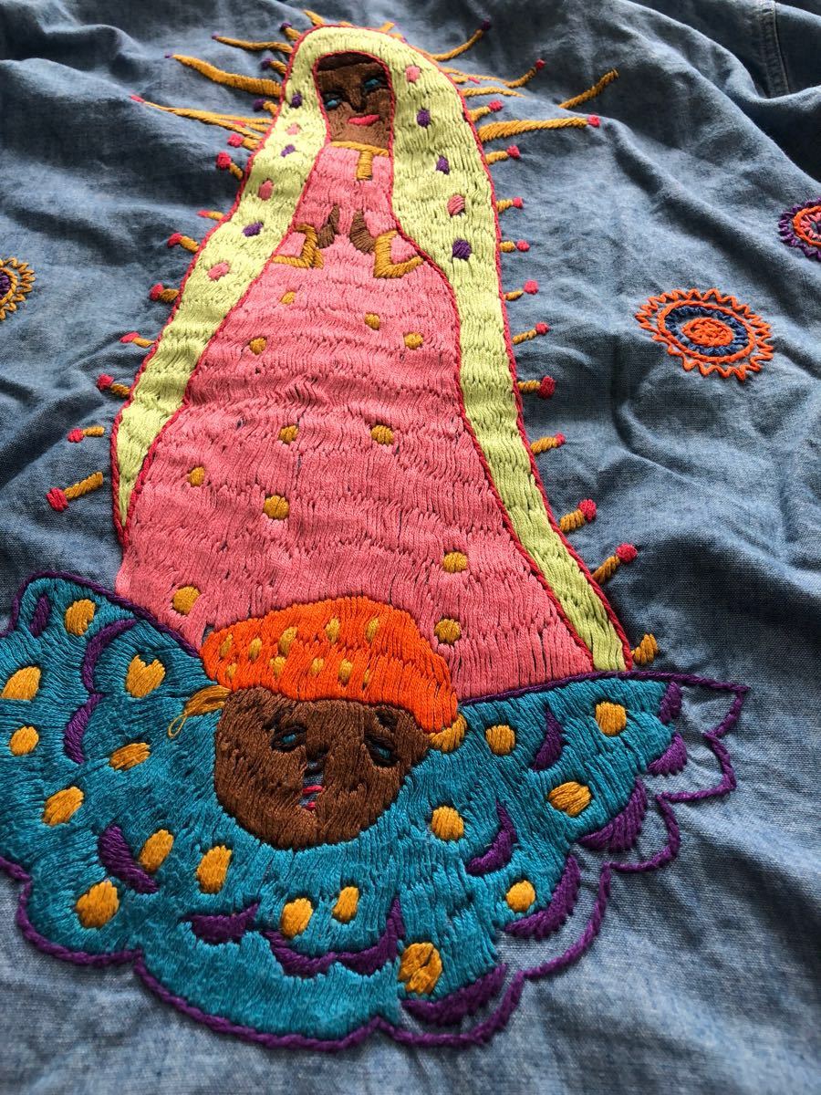 キャピタル KAPITAL シャンブレー ワークシャツ 刺繍 メキシコ スカル 