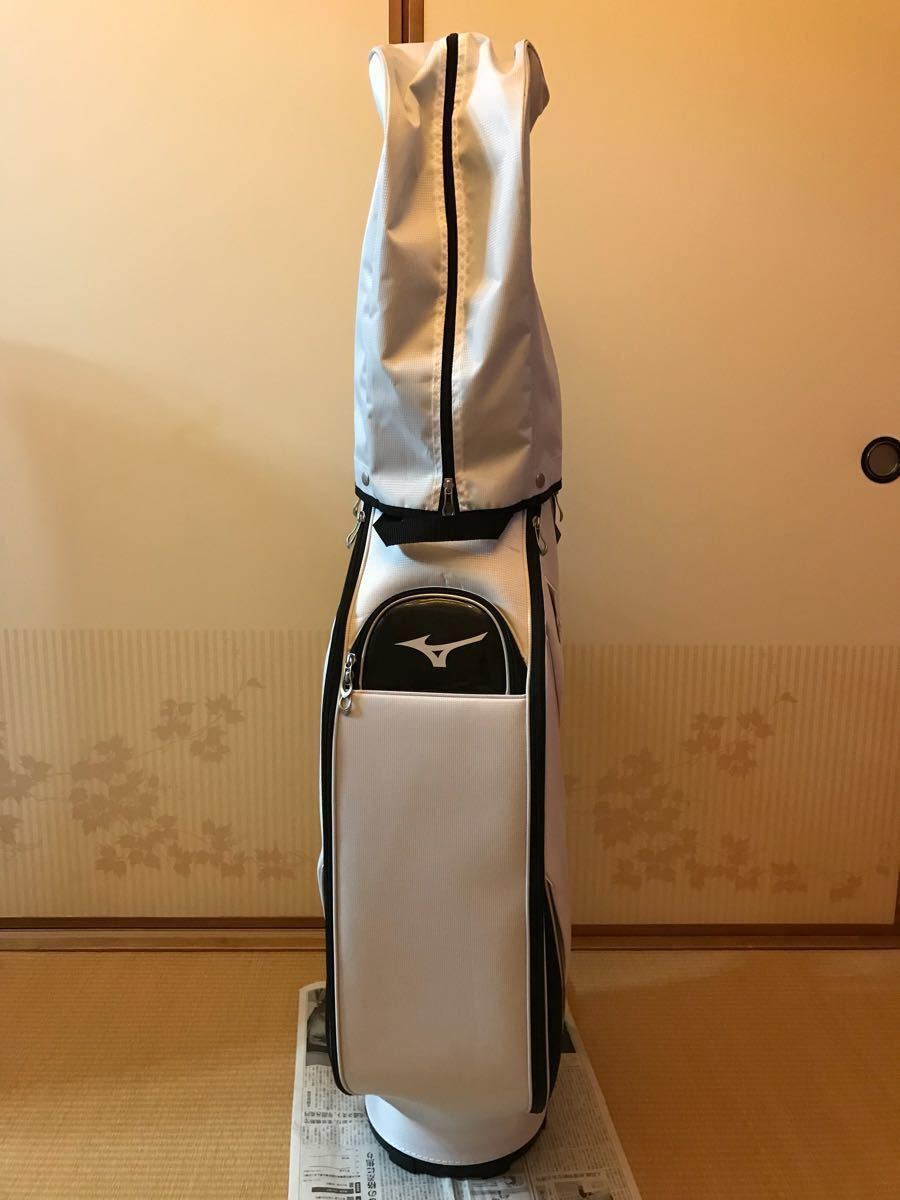 新品 MIZUNO キャディバッグ 5LJC17G100 ミズノ 軽量 キャディバッグ ゴルフバッグ 新品 ホワイト×ブラック