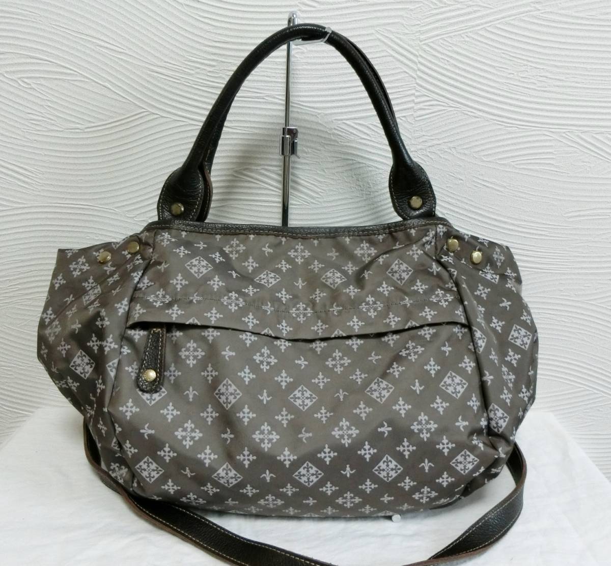 ラシット☆モノグラム2wayショルダーバッグ グレー 美品 送料600円 
