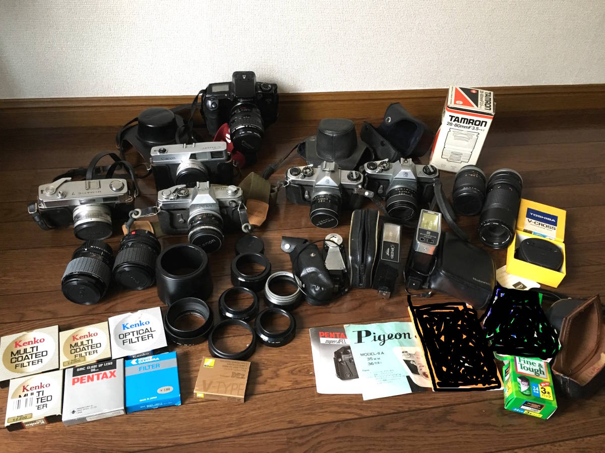 ジャンク品、キャノン、ミノルタ、アサヒ レンズ 他 フィルムカメラ