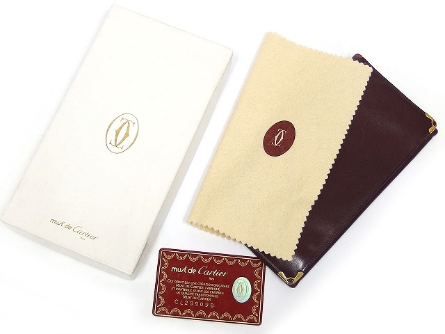 カルティエ Cartier マスト ドゥ カルティエ 財布 長財布 二つ折り ファスナーポケット レザー ボルドー 赤 /K メンズ カルティエ マスト ドゥ CRWSTA0108 カルティエ｜レディース腕時計 WSRN0030｜郡山のまじめな買取
