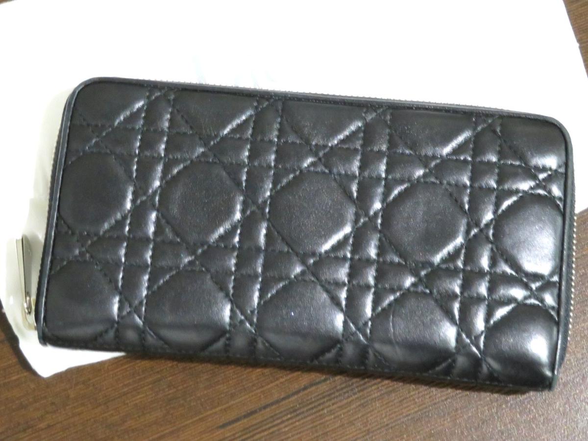 ディオール Christian Dior カナージュ ラウンドファスナー長財布