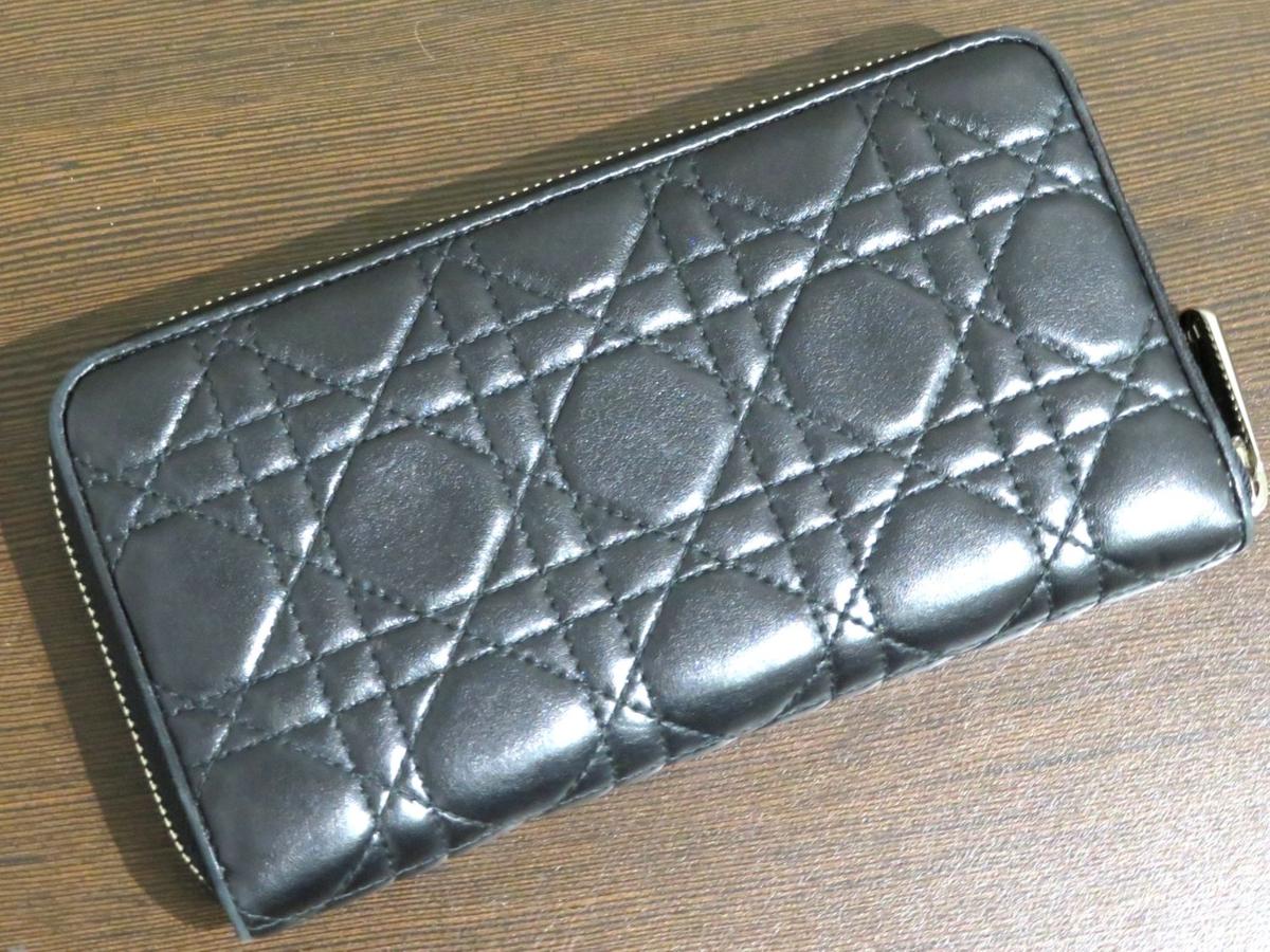 ディオール Christian Dior カナージュ ラウンドファスナー長財布