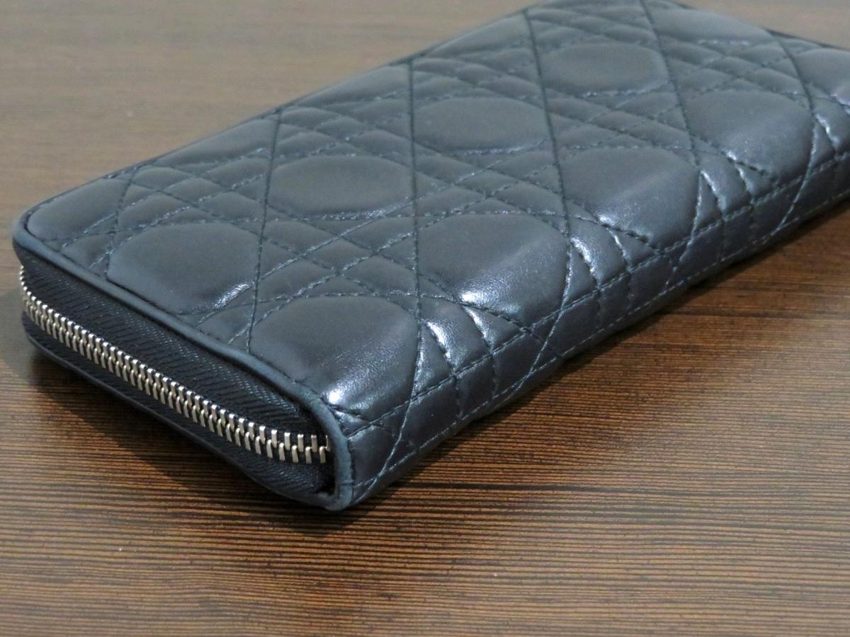 ディオール Christian Dior カナージュ ラウンドファスナー長財布