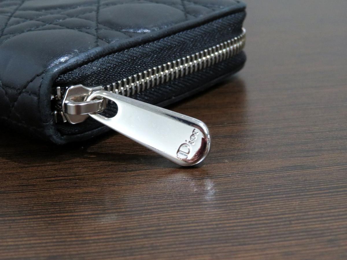 ディオール Christian Dior カナージュ ラウンドファスナー長財布