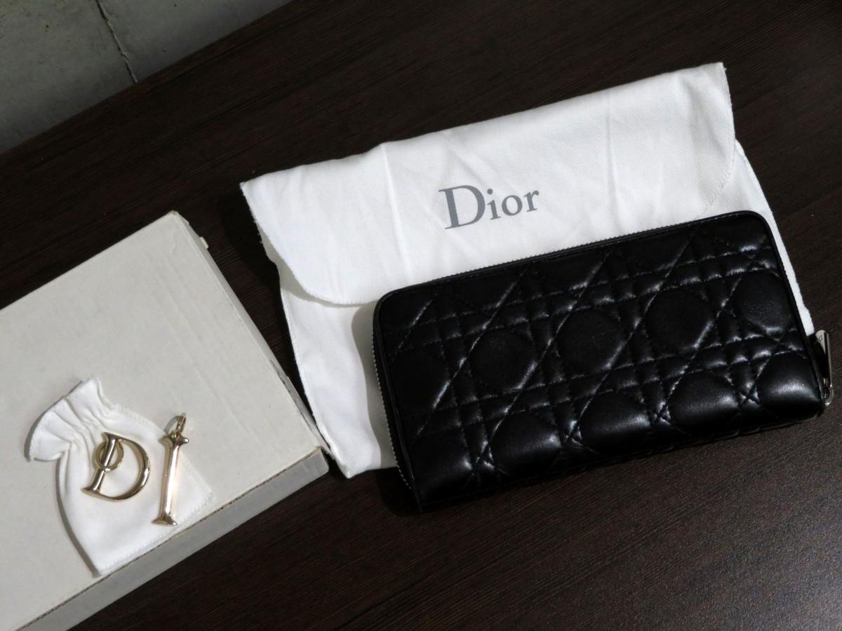 ディオール Christian Dior カナージュ ラウンドファスナー長財布