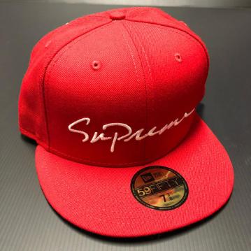 国内 正規品 18AW Supreme Classic Script New Era Cap Red 7 3/8 58.7㎝