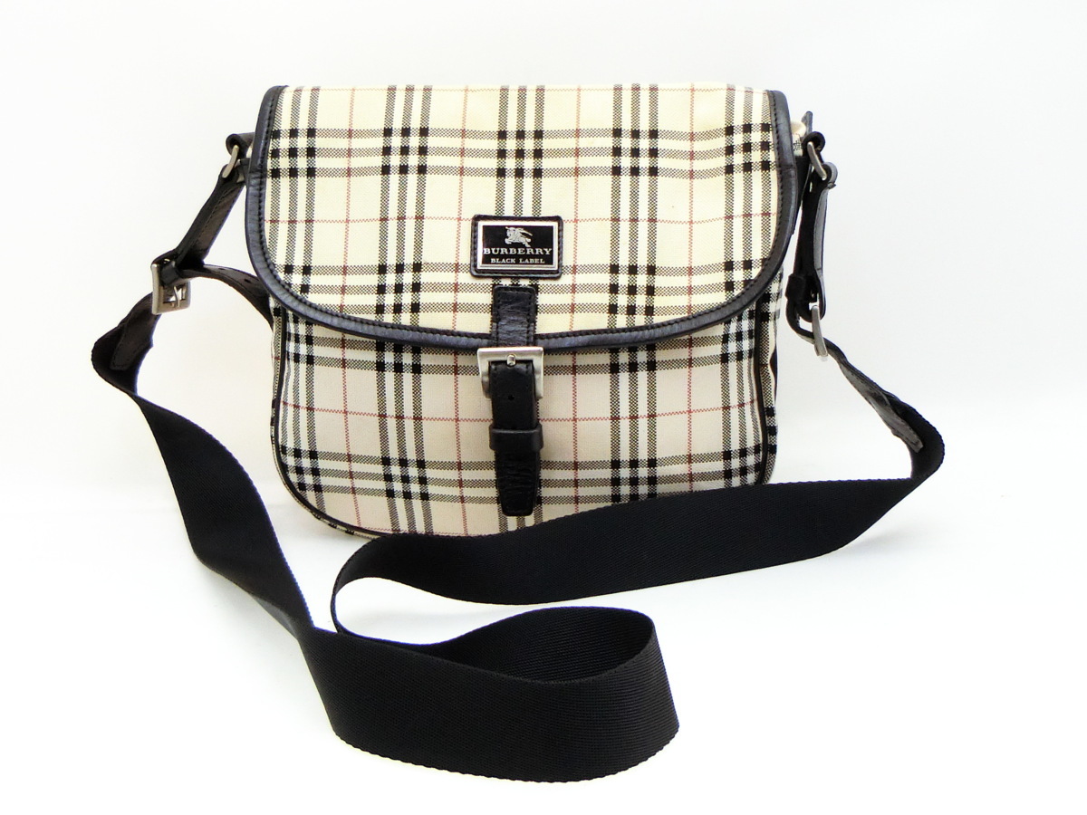 ◇Y9254 BURBERRY バーバリー ブラックレーベル チェック 柄 レザー 