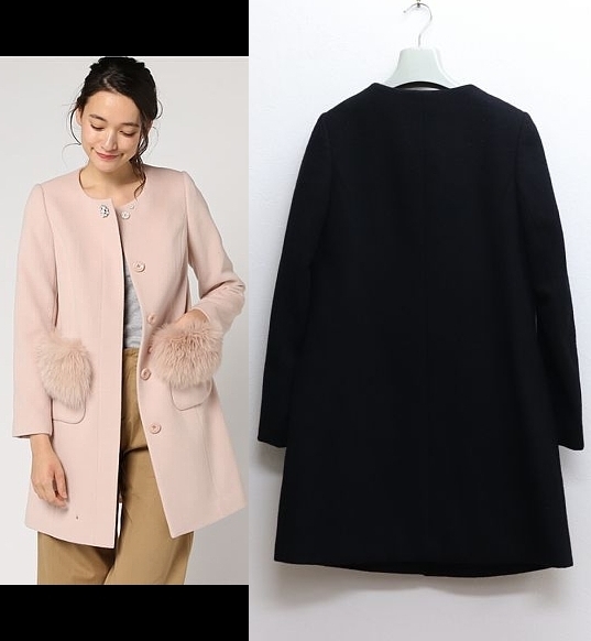 LAISSE PASSE レッセパッセ ポケット ファー ノーカラー コート 38 
