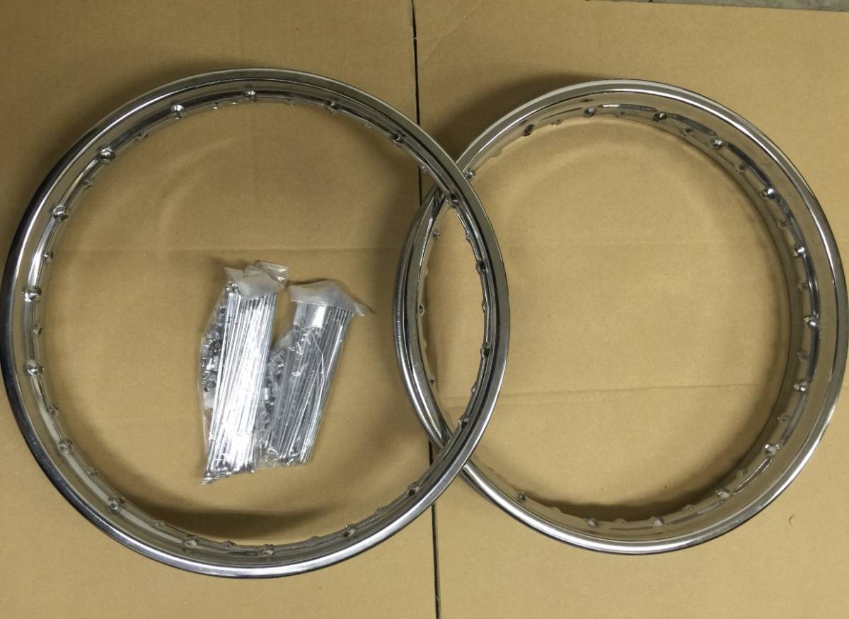 カワサキ Kawasaki H2/750SS マッハ用 前後クロームメッキ鉄リム&前後 