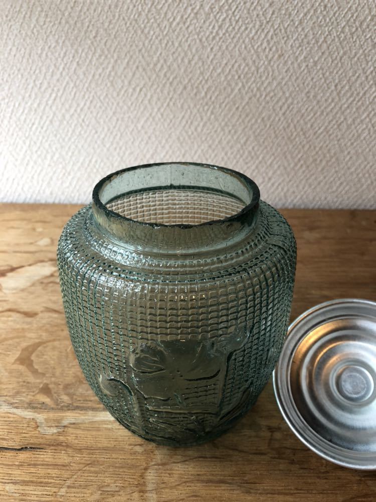 昭和レトロ10-1】花柄あめや瓶(ラムネ瓶色) 【公式通販】
