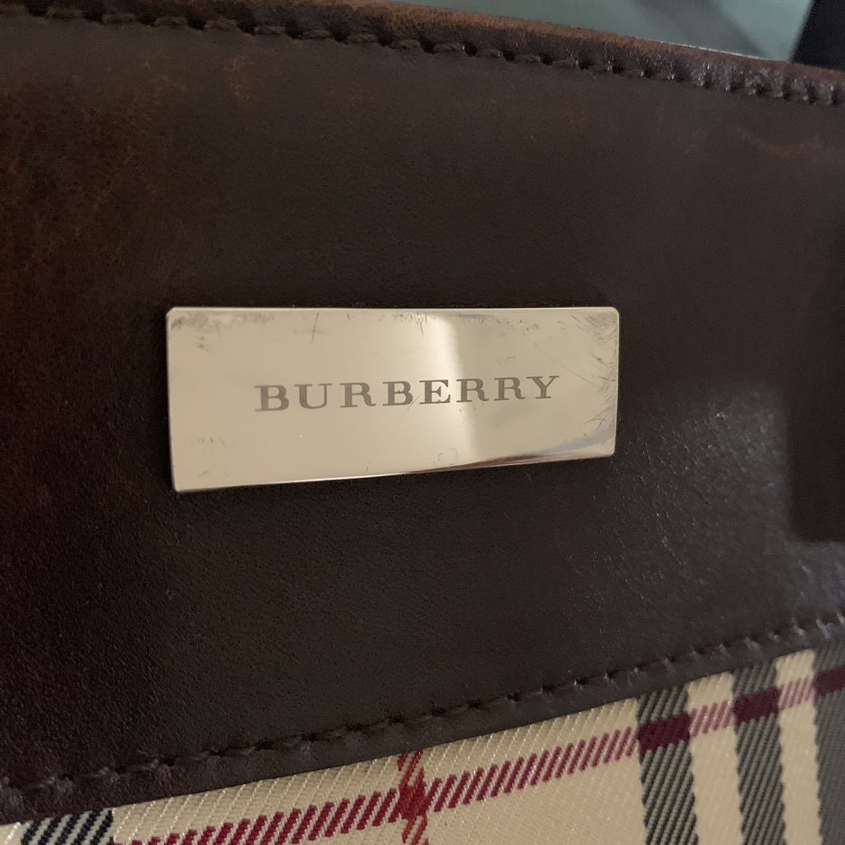 希少【BURBERRY バーバリー 】タータンチェックハンドバック ショルダーバッグ トートバッグ レザー ブラウン ボストン 大きめA4 ロンドン BURBERRY ノバチェック バーバリー ノヴァチェック 極美品 ミニボストンバッグ