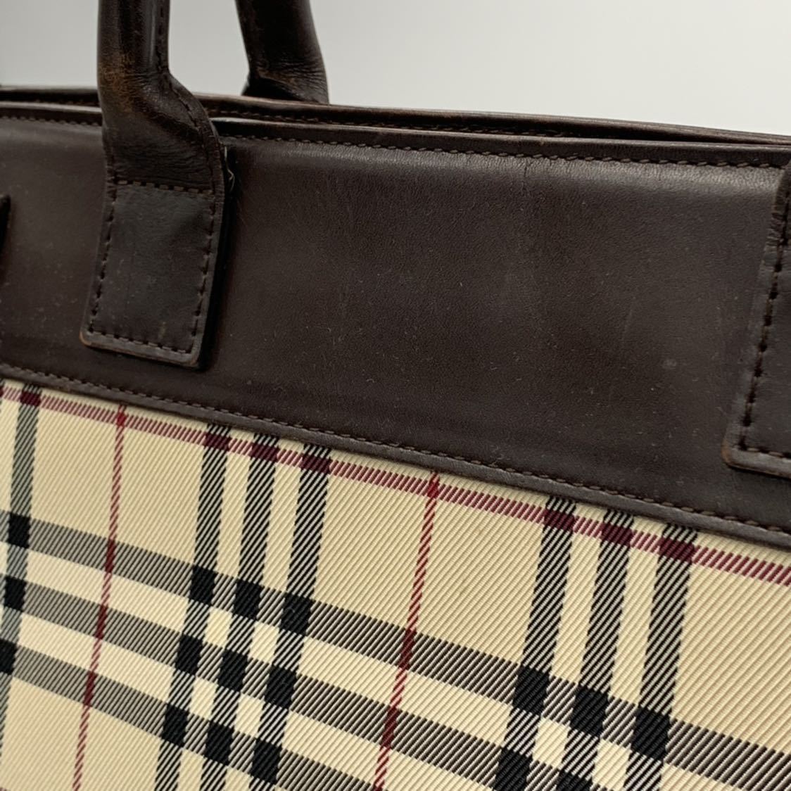 希少【BURBERRY バーバリー 】タータンチェックハンドバック ショルダーバッグ トートバッグ レザー ブラウン ボストン 大きめA4 ロンドン BURBERRY ノバチェック バーバリー ノヴァチェック 極美品 ミニボストンバッグ