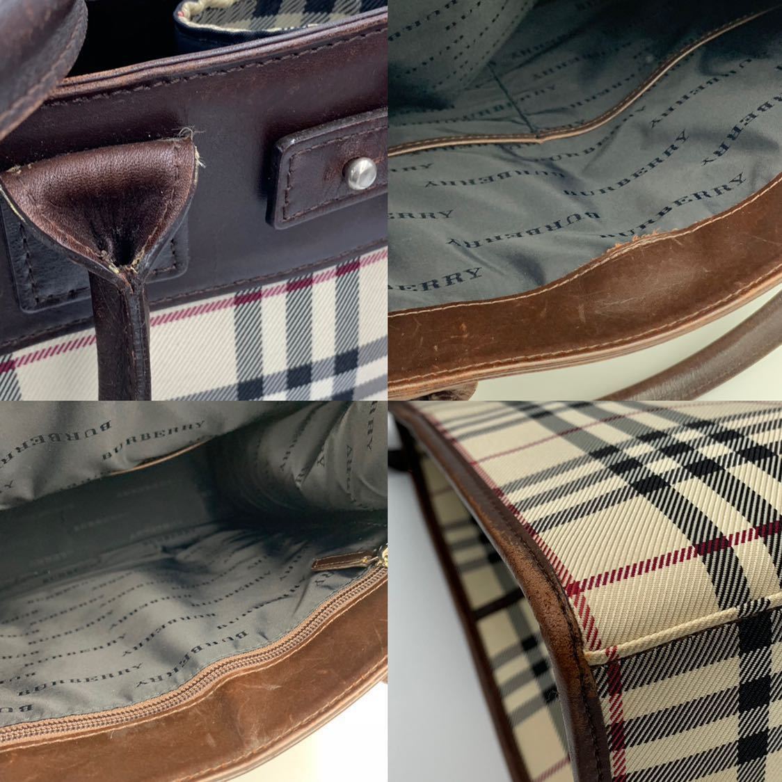 希少【BURBERRY バーバリー 】タータンチェックハンドバック ショルダーバッグ トートバッグ レザー ブラウン ボストン 大きめA4 ロンドン BURBERRY ノバチェック バーバリー ノヴァチェック 極美品 ミニボストンバッグ