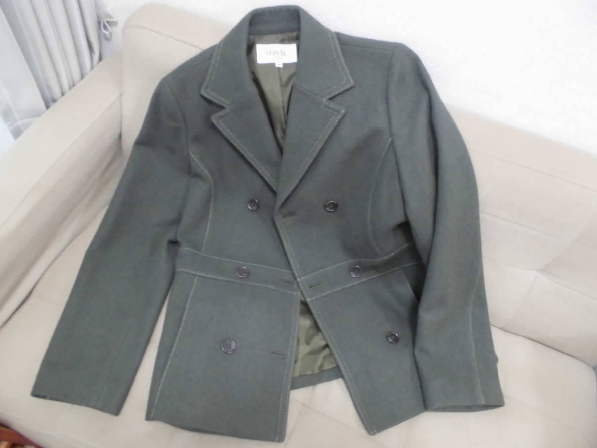 自由区 ウール コート ジャケット 上着 サイズ38 アンゴラ ピーコート オンワード樫山