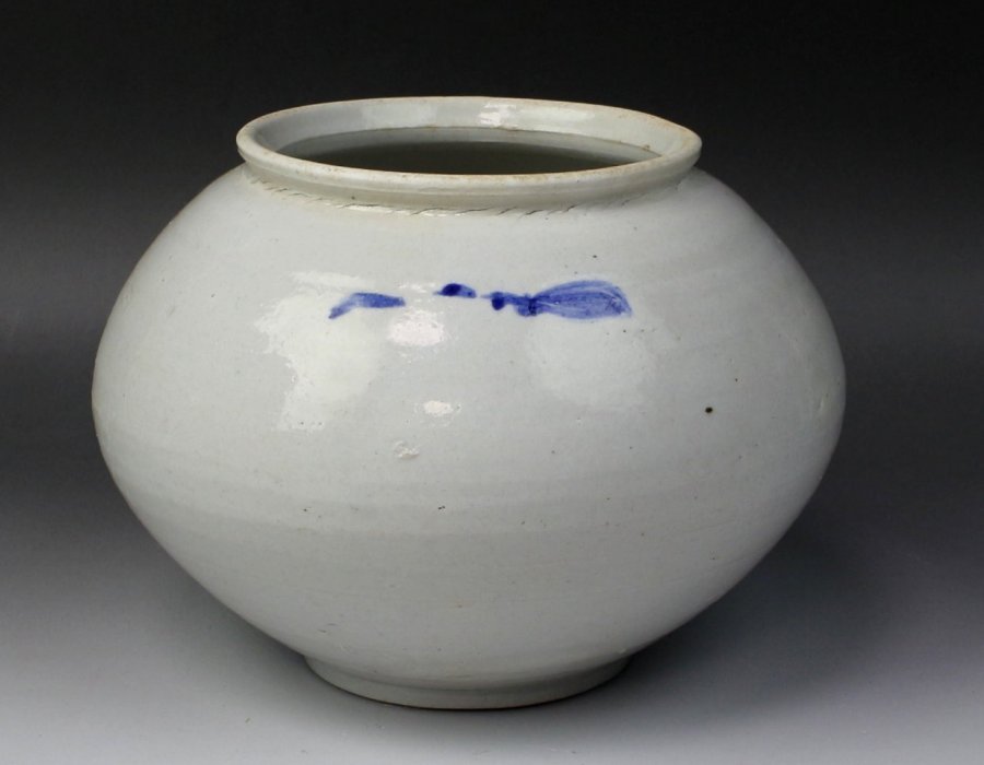 工芸品 李朝 染付 草花紋 提灯壺