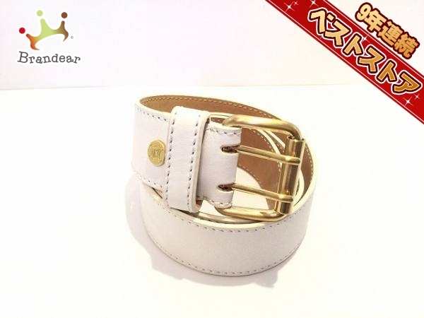セリーヌ CELINE ベルト S レザー×金属素材 白×ゴールド S 美品 CELINE