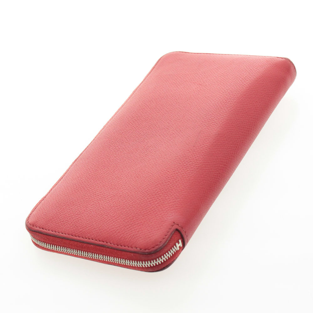 □ エルメス アザップシルクイン 財布 ウォレット レッド 赤 レザー 