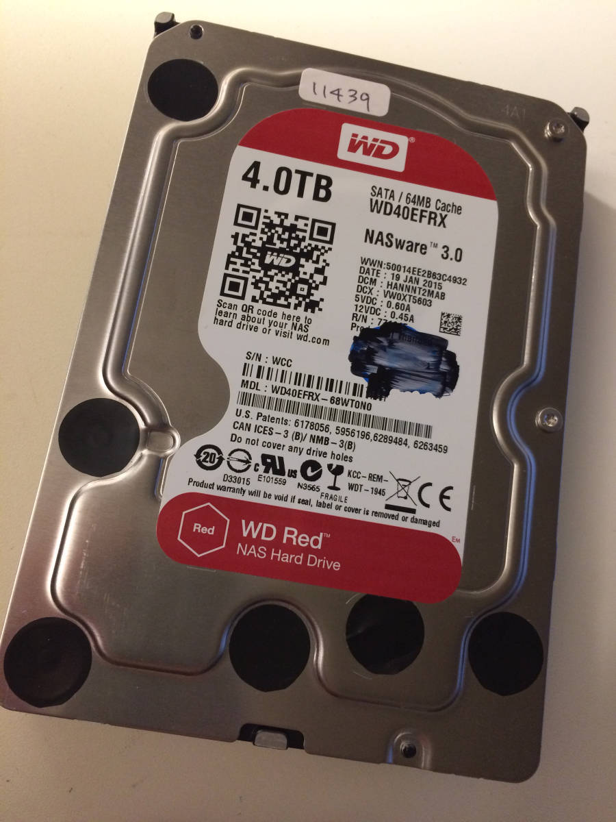 Western Digital WD Red 4TB HDD WD40EFRX 4個セット NASware 3.0