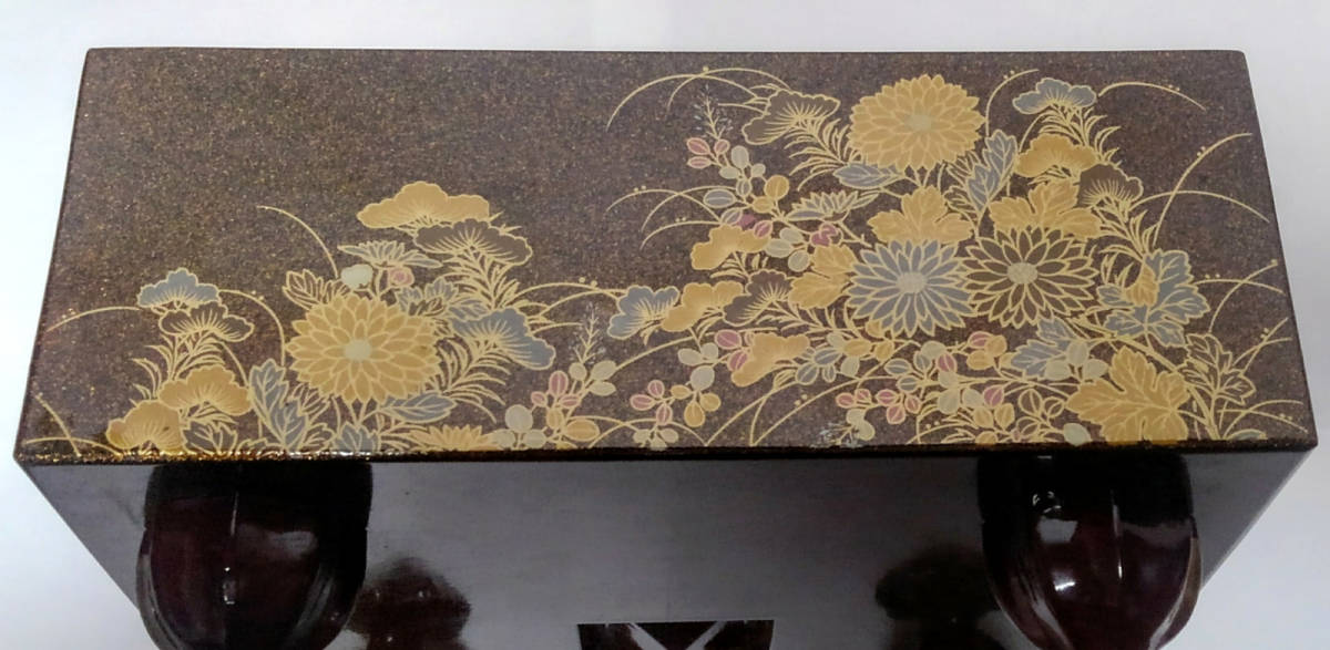 柳山作 □漆芸 ミニ碁盤・碁石セット 柳山・作 姫碁盤 秋草蒔絵姫