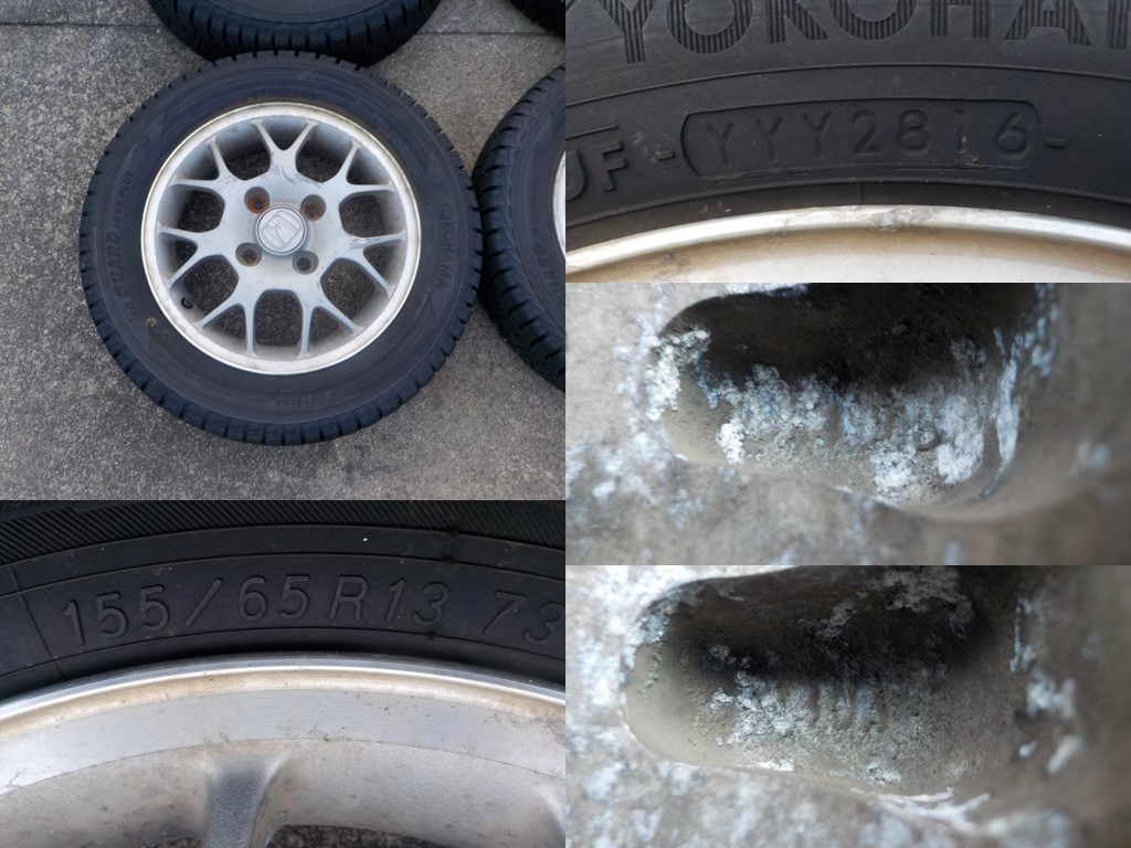超バリ山155/65R13ホンダ純正アルミ ライフ ダンク ザッツ ゼスト他J13